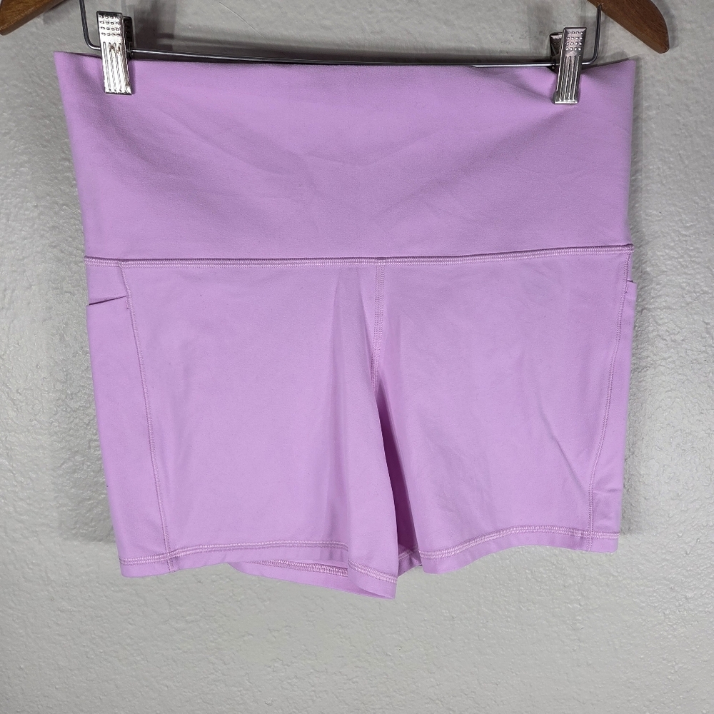 Athleta Salutation Stash 5"Shorts Pink Size 1X Pockets High Waist  Athleisure
